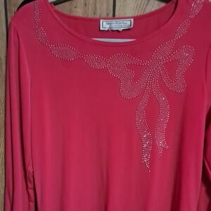 Dressy Futia Pink Long Sleeve Blouse.